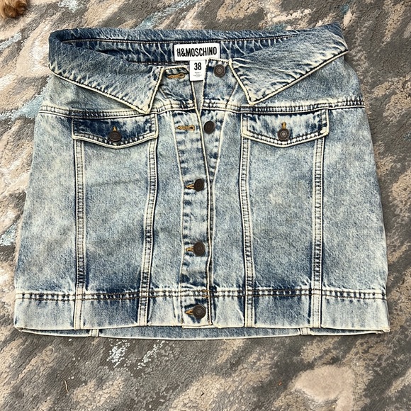 HM x Moschino Denim Skirt Deconstructed Size 34 Italy - Picture 4 of 6